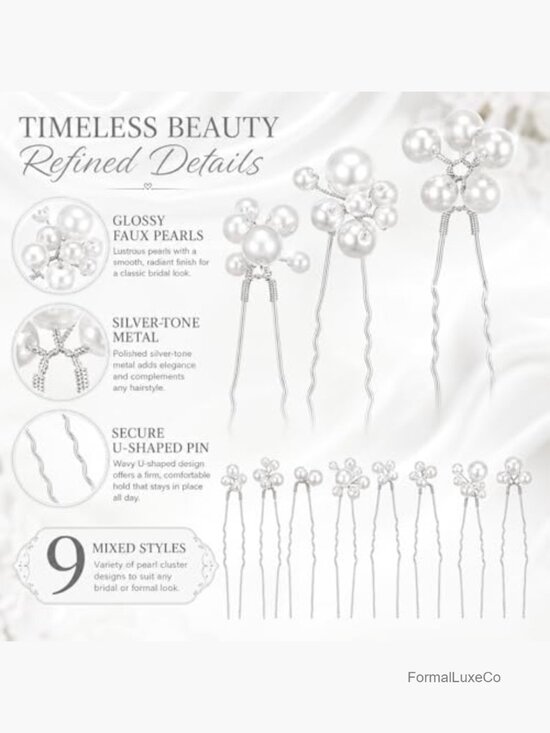 9 Pearl Hair Pins Leaf Bridal Headpiece Hair Clips for Women main image 7